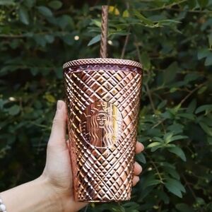 Starbucks 2023 Winter Holiday Jeweled 16oz Tumbler Cold Cup - Rose Gold